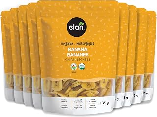 ELAN Organic Banana Chips, Non-GMO, Vegan, Gluten-Free, Kosher, 8 Count, 135g