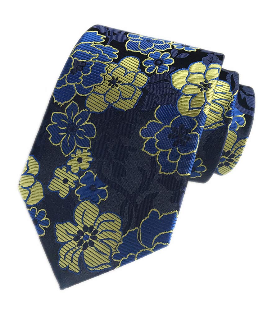 Elfeves Men's Tie Cravat Jacquard Luxury Small Floral Pattern Wedding Necktie