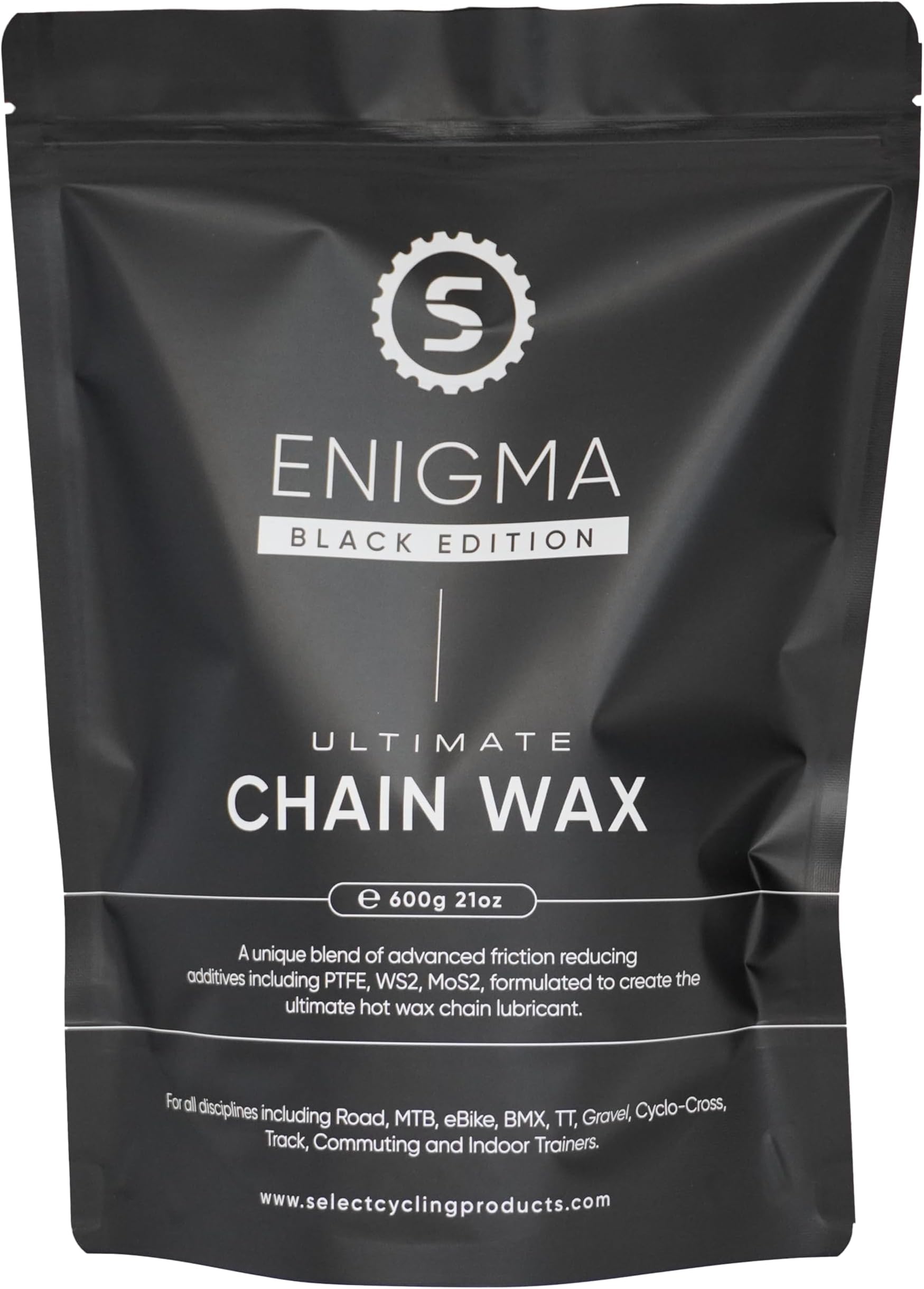 Enigma Ultimate Chain Wax - Black Edition 600g, | Hot Melt Bike Chain Wax | Ultra Low Friction Formula including PTFE MoS2 WS2 | The Best Chain Lubrication On The Market |