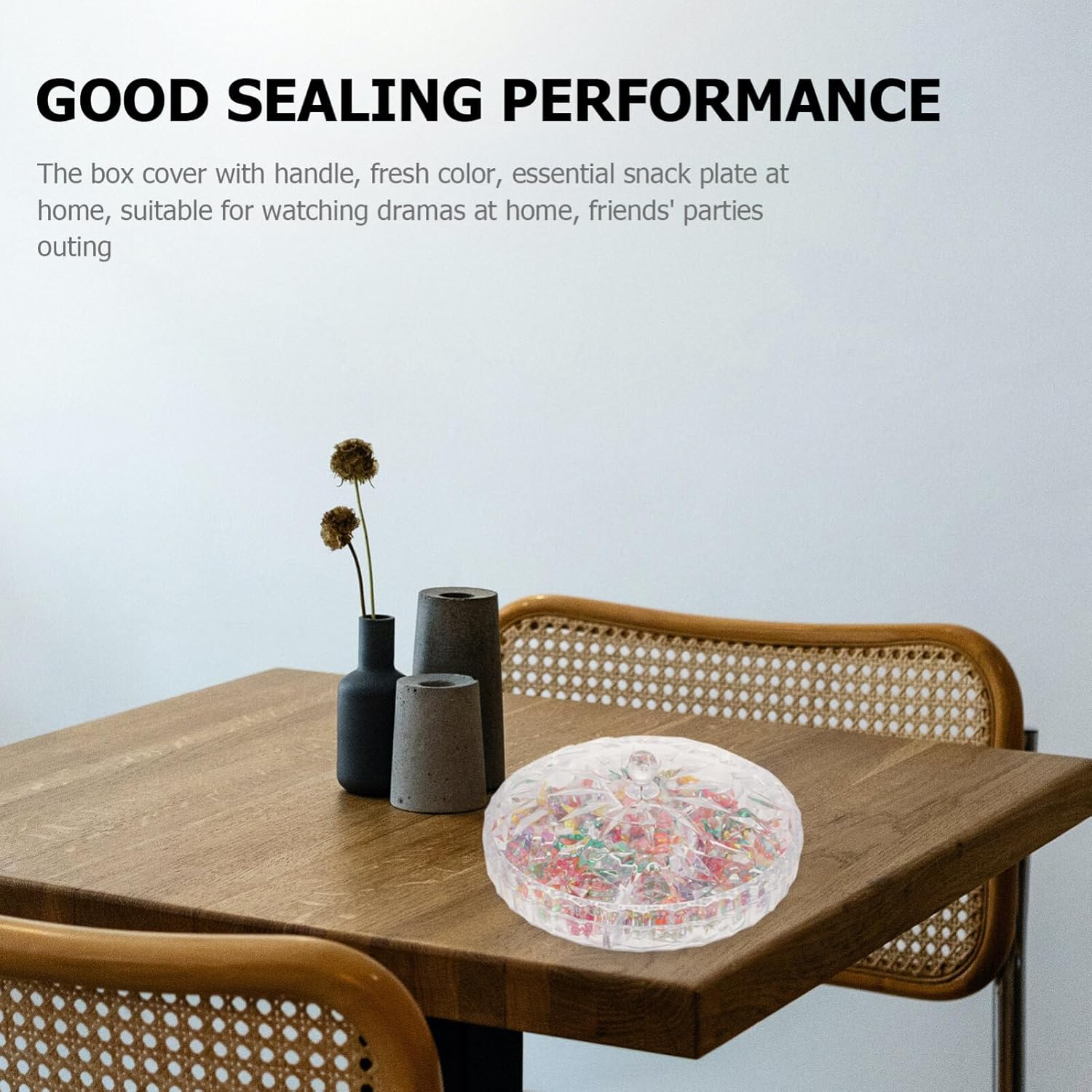 Cabilock Veggie Dip Compartment Serving Trays for Food Glass Snack Serving Tray with Lid Decorative Appetizer Tray Serving Plates Round Dishes for Dried Fruits Nuts Candies Fruits Tray