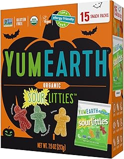 Organic Halloween Sour Littles Chewy Candy - Allergy Friendly (Top 9 Free), No Artificial Dyes or Flavors, Non GMO, Gluten Free, Vegan Candy Snacks - 15 CT Box