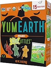 YumEarth Organic Halloween Sour Littles Chewy Candy - Allergy Friendly (Top 9 Free), No Artificial Dyes, Non GMO, Gluten Free, Vegan Candy Snacks - 15 CT Box