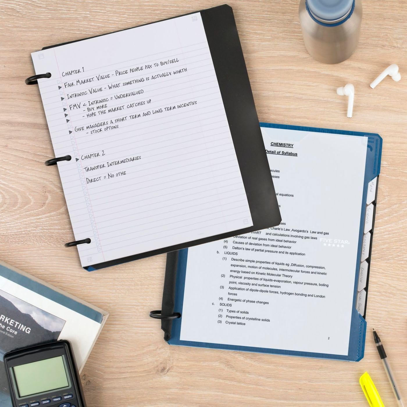 Five Star Flex Hybrid NoteBinder, 1 Inch Binder with Tabs, Notebook and 3-Ring Binder All-in-One, Assorted Colors, Color Will Vary (29326) (Pack of 2)