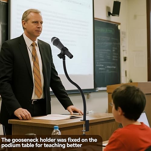 Miniatura 6 de Soporte de brazo para micrófono, abrazadera de escritorio de alta resistencia con cuello de cisne de 19.6 pulgadas, soporte universal de clip de