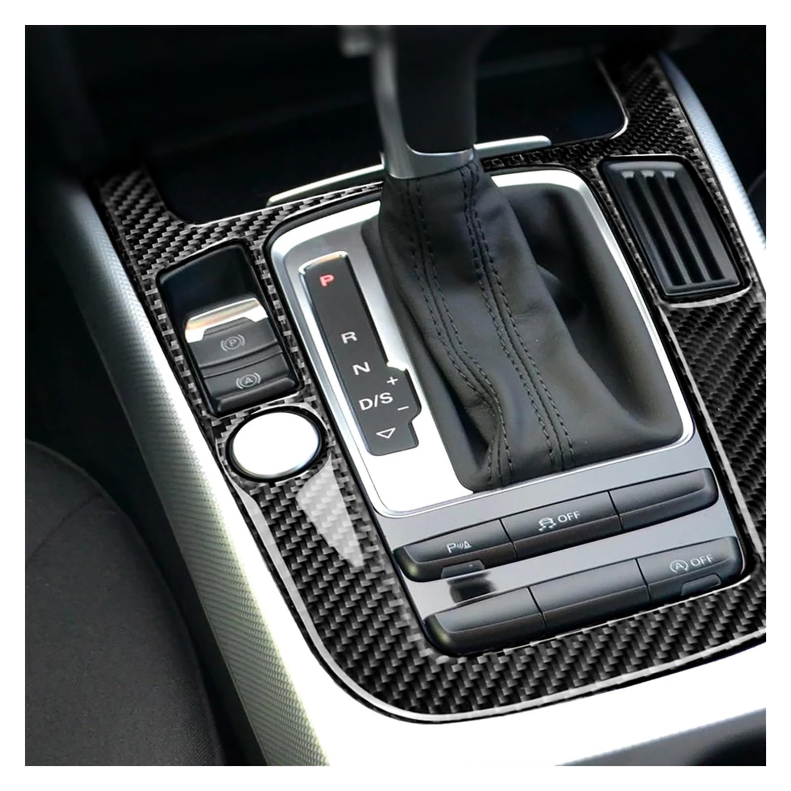 Carbon Fiber Style Gear Shift Frame Trim – Fits Audi A4 B8 2010–2016 (Center Console Sticker)