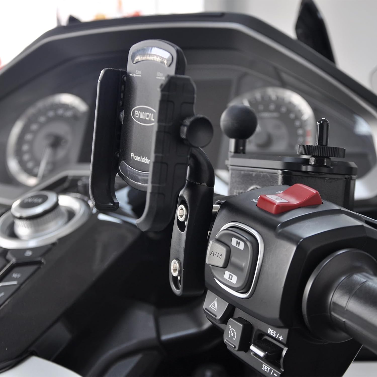PANICAL Motorcycle for Honda Goldwing GL1800 F6B DCT Universal Bicycle Brake Lever Phone Holder Parts Special Vehicle Paired 17mm 5/8" Ball Head Adapter Paired (Black)