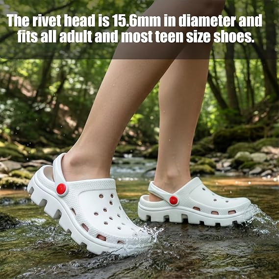 10Pcs Plastic Rivets Croc Rivets Croc Strap Button Replacement Rivets Replacement Plastic Push in Fastener Rivets for Crocs Shoes Boots Wristband Home Daily Use (Red)