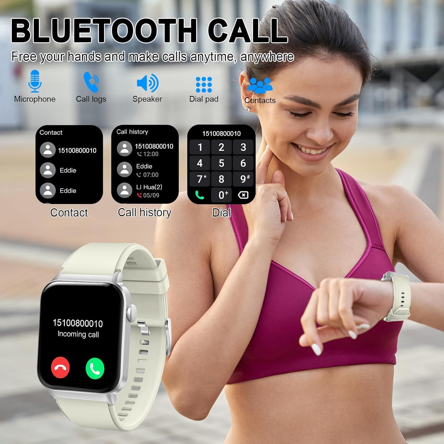 Smart Watch for Men Women,1.93" Smart Watche Answer/Make Calls, Fitness Watch with Heart Rate/Sleep Monitor, 100+ Sport Activity Tracker Step Counter, IP68 Waterproof Fitness Tracker for Android iOS
