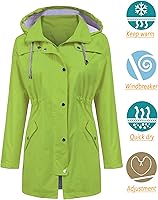 Vista 2 de Lomon - Chaqueta impermeable larga con capucha para mujer, forro cortavientos, chaqueta de viaje, S-XXL
