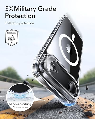 Vista 114 de ESR - Funda para iPhone 15 compatible con MagSafe, funda protectora de grado militar con soporte integrado, cubierta trasera resistente a
