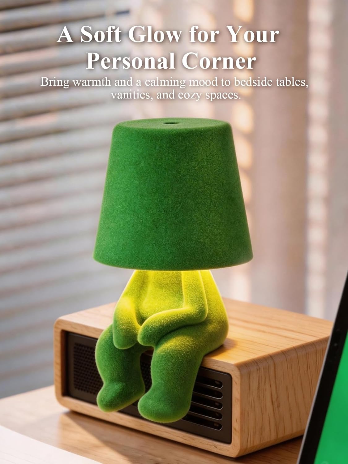 Human-Shaped Rechargeable Table Lamp: Flocked Texture - Softer Look & Warmer Presence for Birthday Holiday Gifts & Stylish Decorative Corners - Dimmable 3 Color Temps
