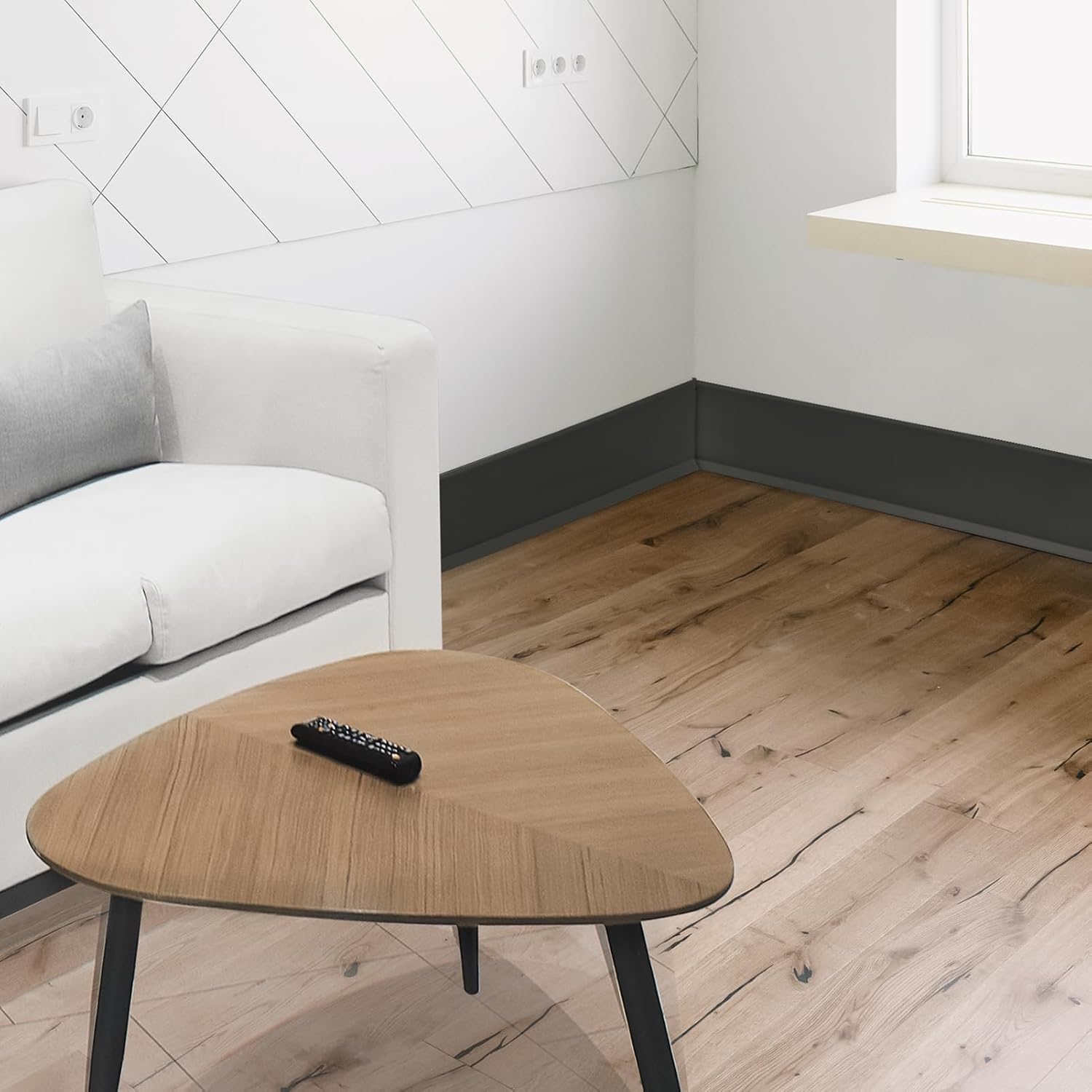 Art3d 20ft Vinyl Wall Baseboard Trim Peel and Stick for Wall Edges, Furniture Decoration, Wall Molding Trim Black
