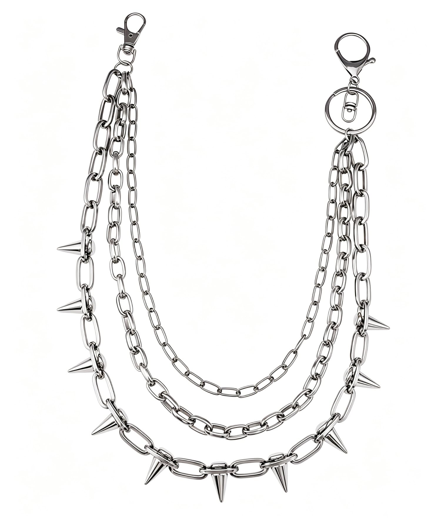 Punk Spike Pants Chain Layered Gothic Wallet Chain Keychain for Men Women