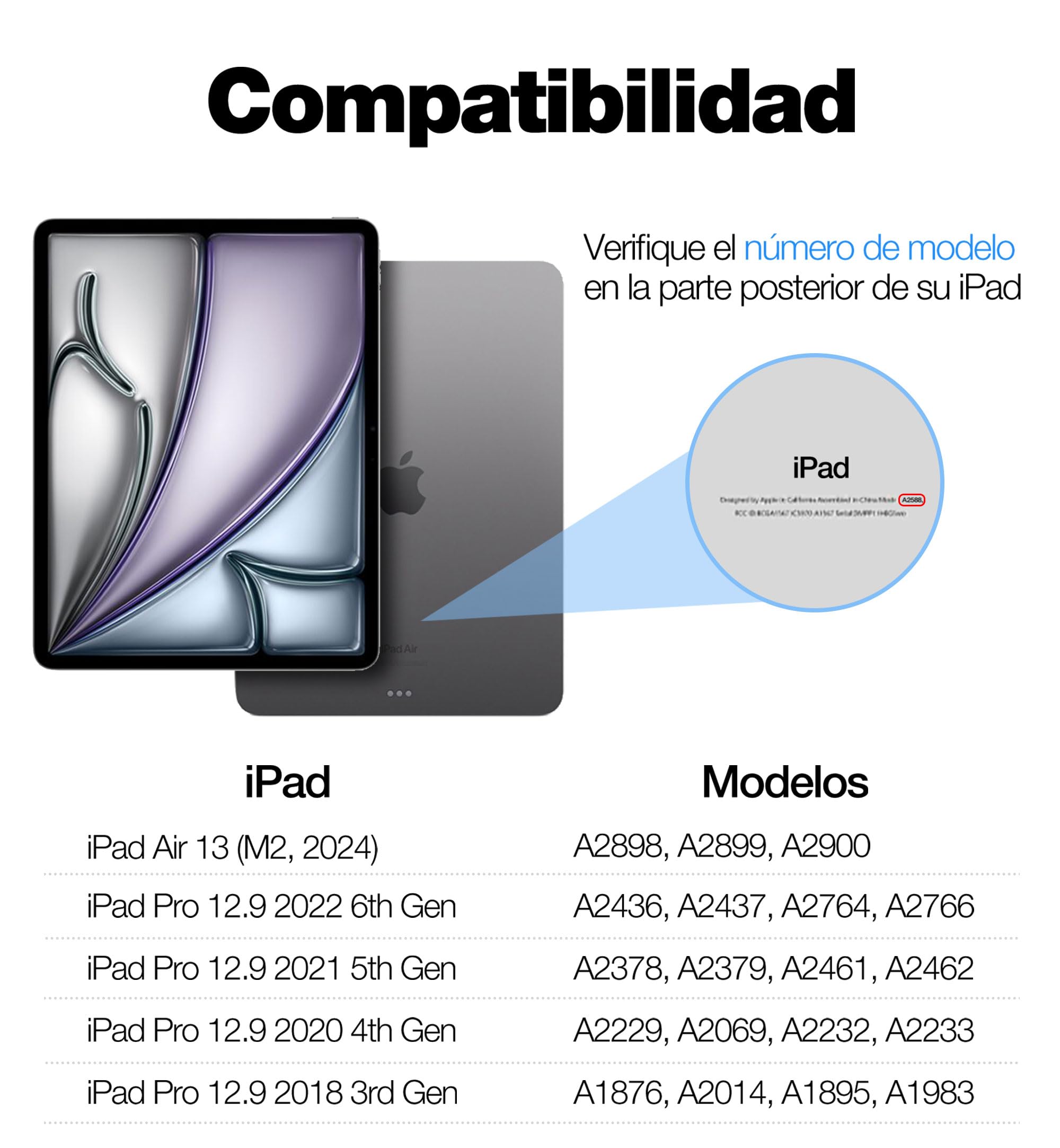 Dracool Funda Teclado iPad Air 13 (M2/M3) iPad Pro 12.9" (6.ª/5.ª/4.ª/3.ª Gen) con Trackpad Retroiluminado Bluetooth QWERTY Español Ñ Negro