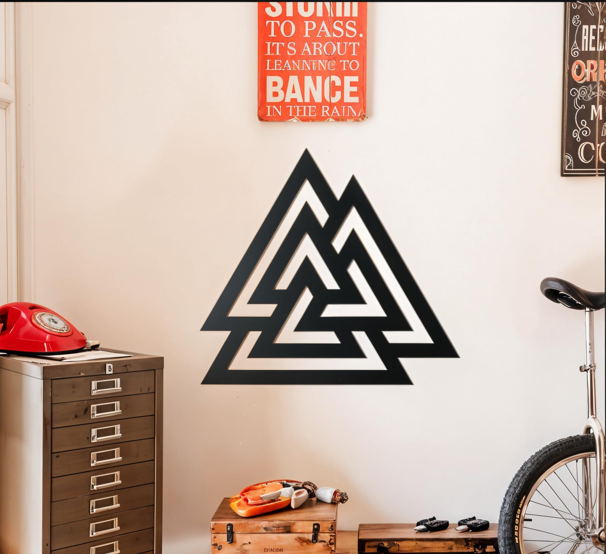 BCDHOMEDECOR,Valknut Metal Duvar Dekoru – İskandinav Mitolojisi ve Odin Sembolü – Kelt ve Nordik Tasarım – Ev Dekoru (40-43cm) (50-53cm) ((50-53 CM))