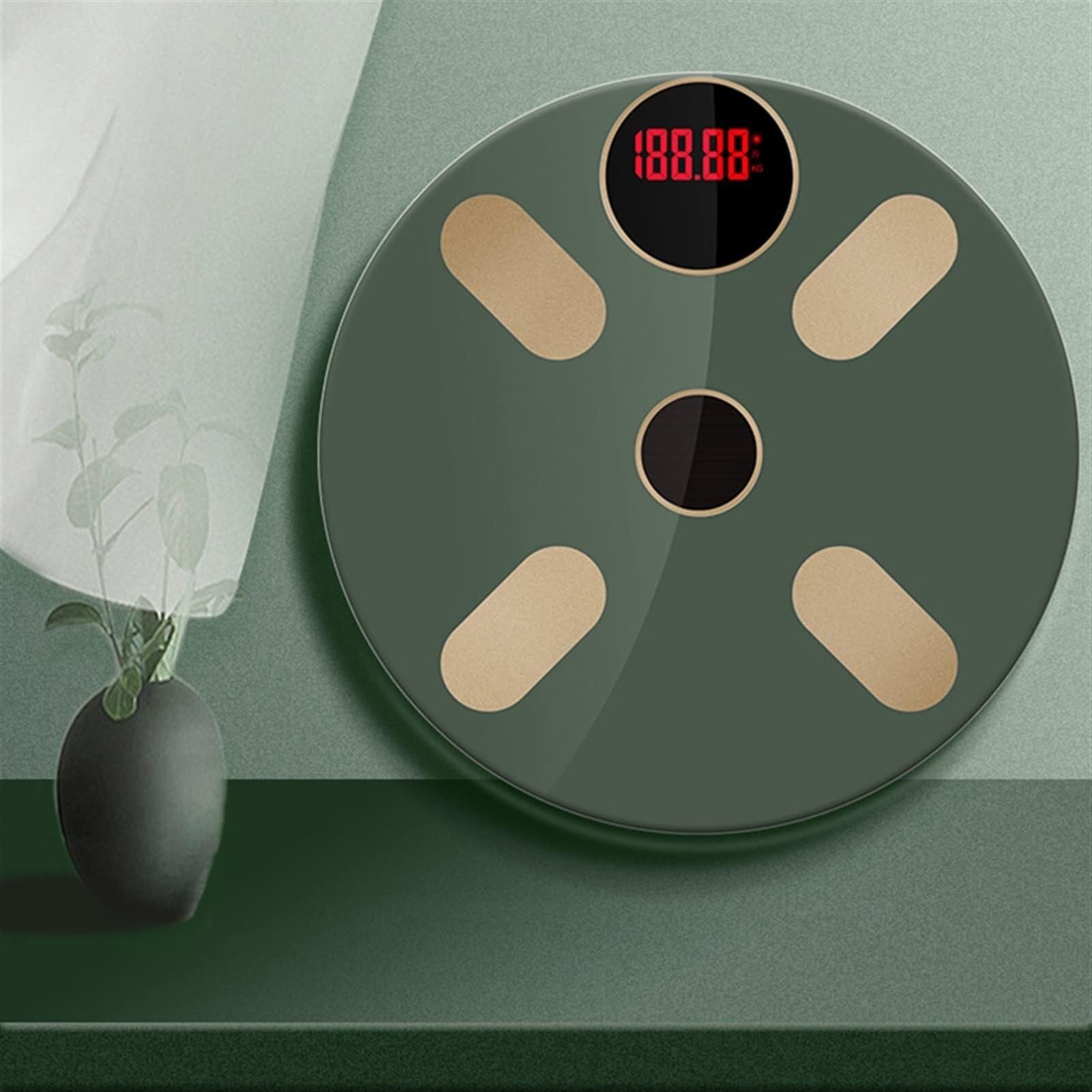 RUVOO Bascula de Baño Báscula De Peso Báscula De Grasa Corporal Báscula Electrónica Báscula Corporal Digital LED Báscula De Baño Bascula Inteligente(Grün)