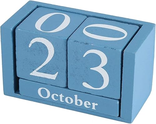 Miniatura 4 de Calendario de escritorio con fecha cambiable diaria, calendario perpetuo vintage de madera para uso en una cafetería, restaurante, oficina o