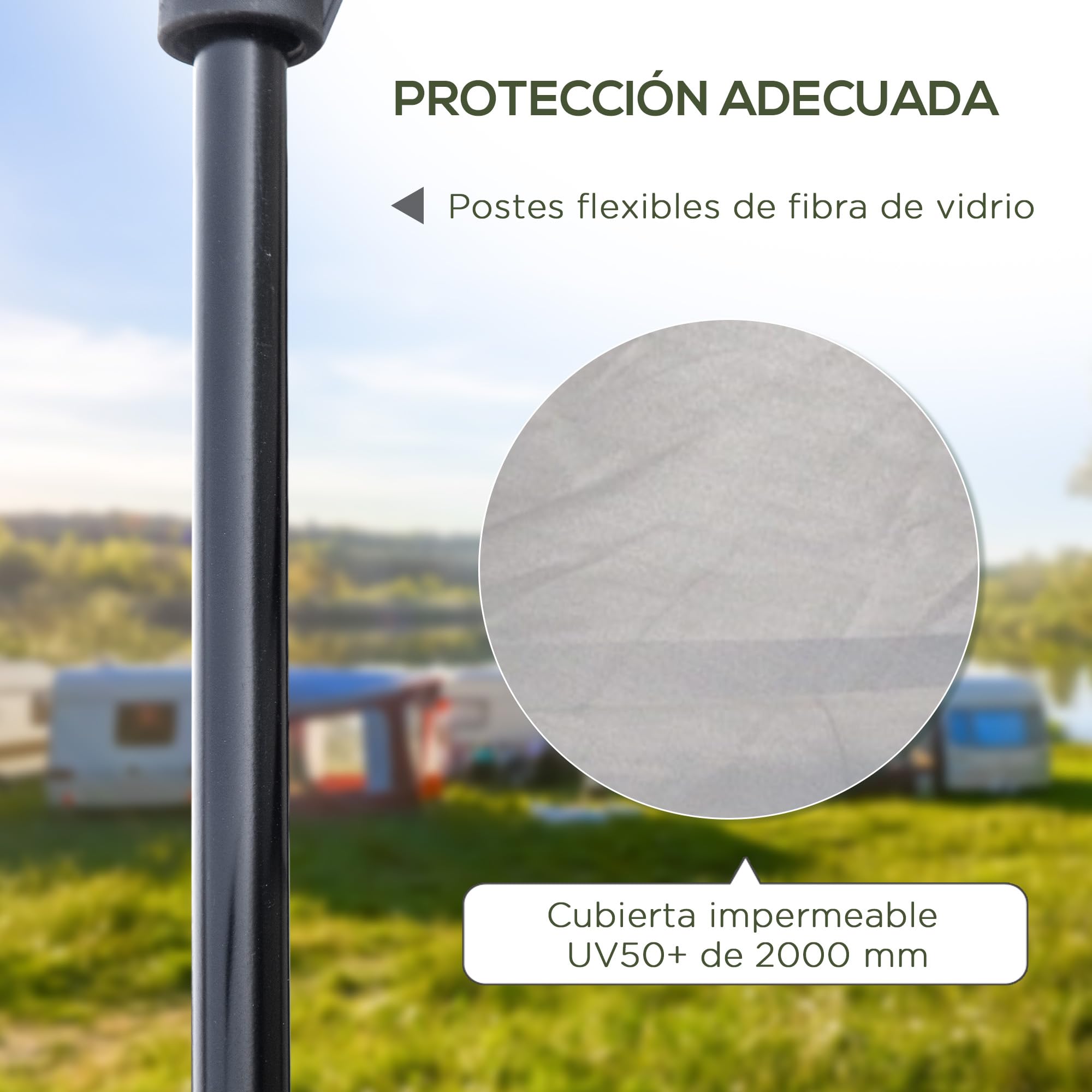 Outsunny Tienda de Campaña Pop-up 2-3 Personas Impermeable 2000 mm UV50+ 210x210x150 cm