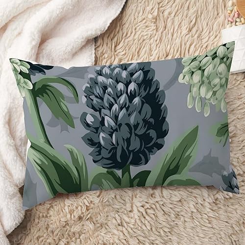 Miniatura 7 de ArogGeld Funda de almohada lumbar de peonía azul turquesa antiguo, funda de almohada floral de jardín chinoiserie, fundas de almohada japonesas para