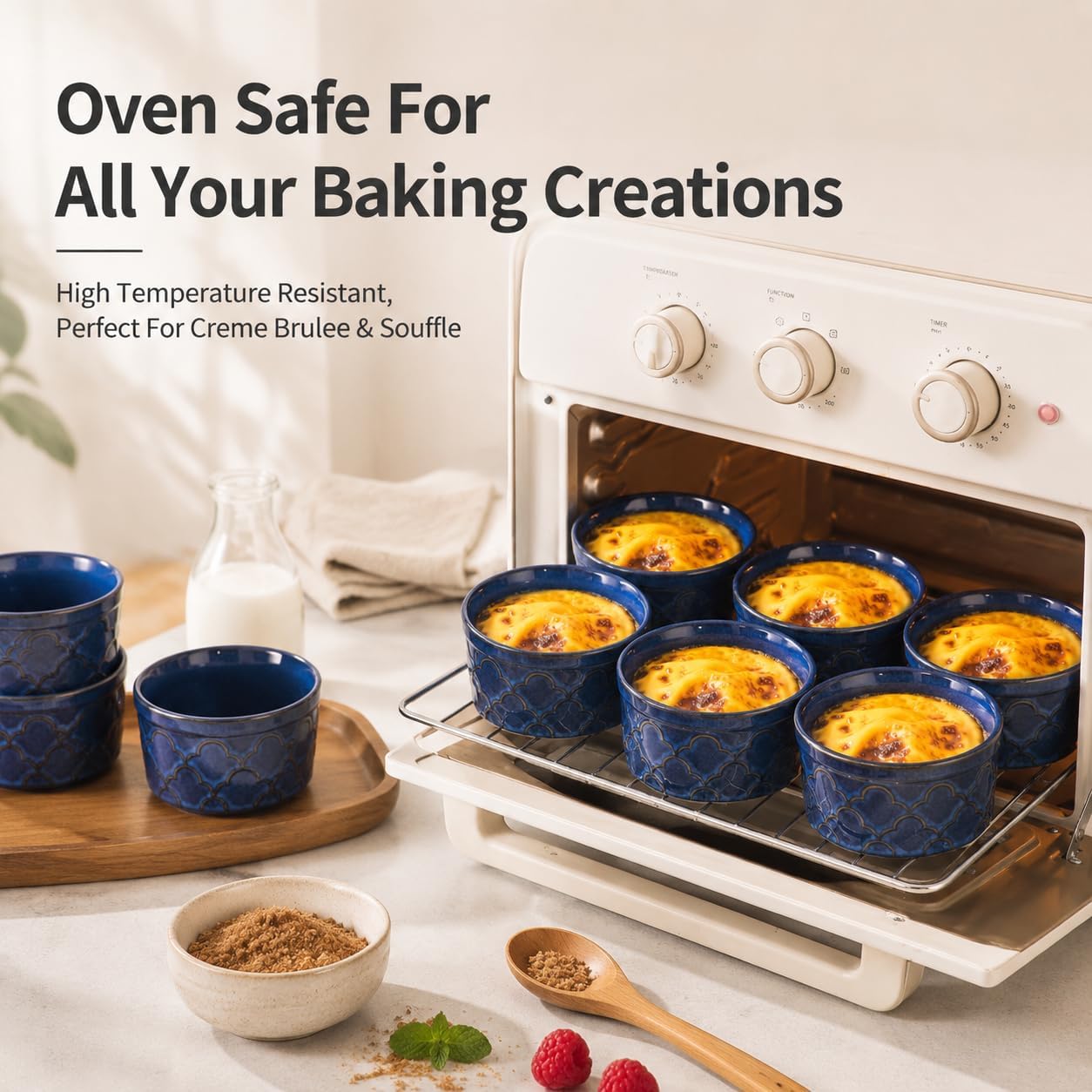 Ramekins Oven Safe, 8 oz Ramekin, Ceramic Dipping Bowls Set of 6