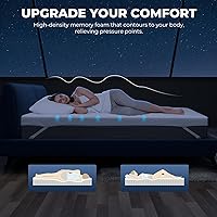 Vista 6 de Memory Foam Mattress Topper - 3 Inch Gel Mattress Pad for Pressure Relief, Premium Soft Cooling Sleep Bed Topper, Non-Slip Design with Removable &