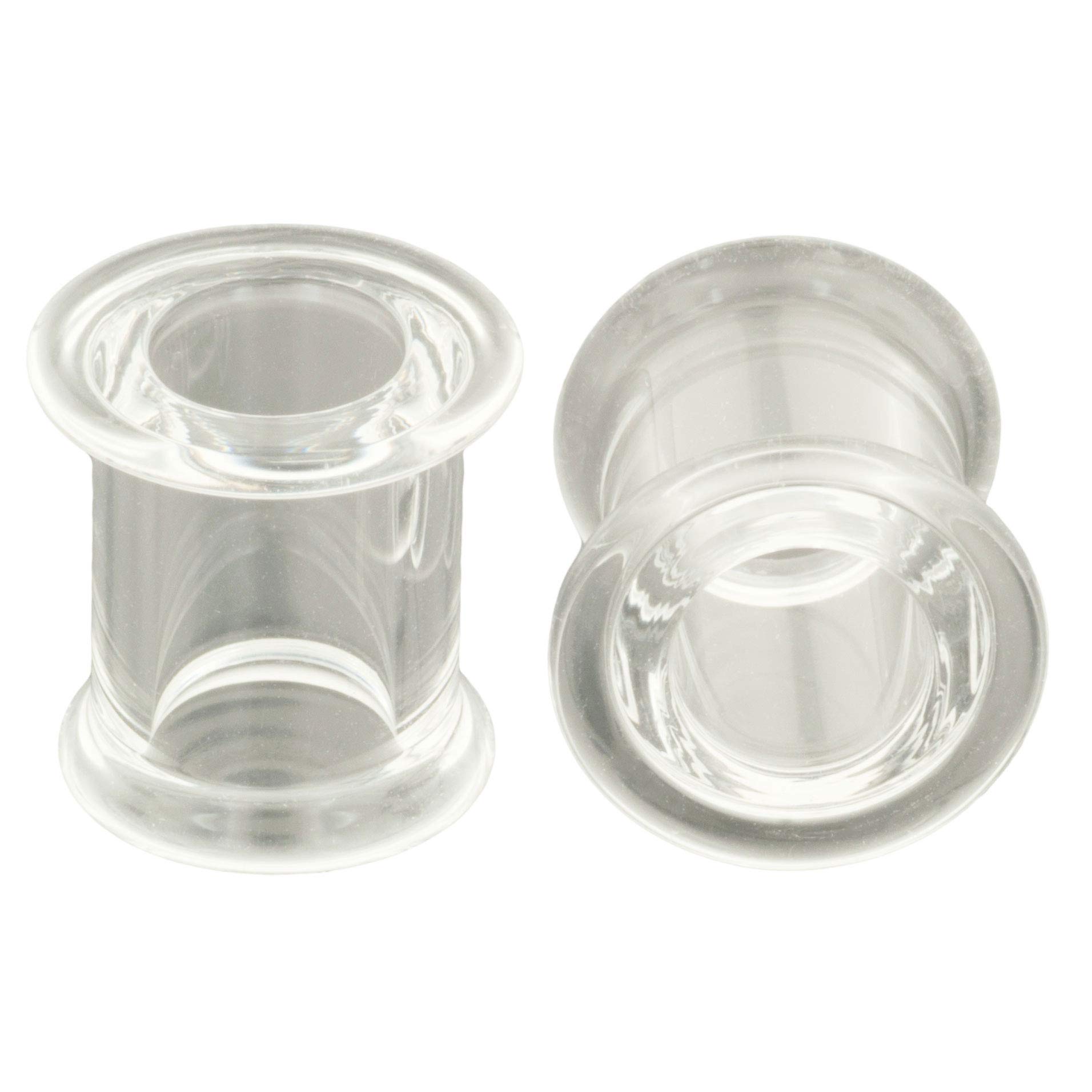 Pair of Clear Pyrex Glass Double Flared Eyelets