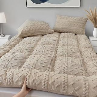 Super Soft Taffeta Winter Mattress,Sherpa Plush Mattress Set Twin Size for Cold Weather Bedroom Decoration （Pillowcase not Included）