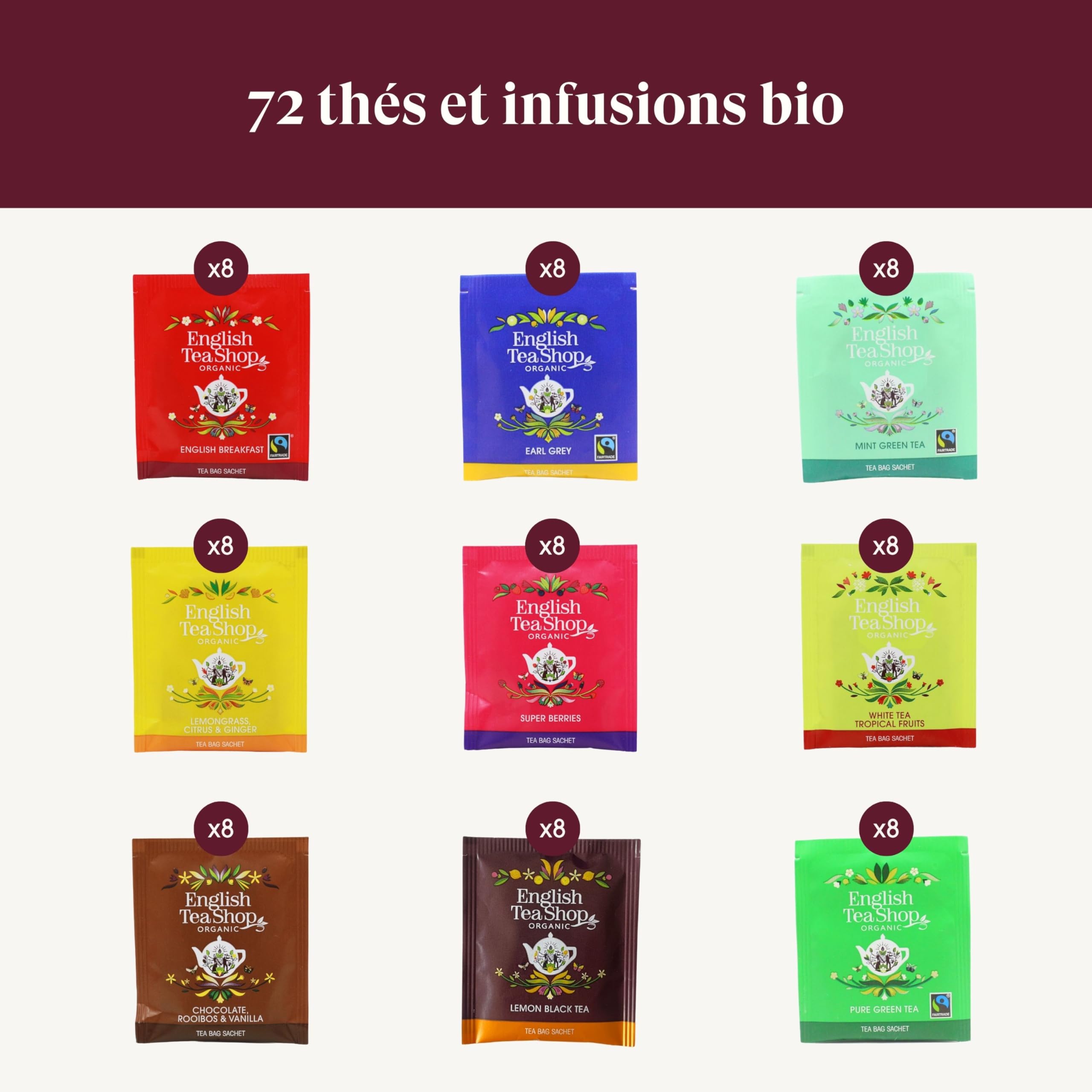 English Tea Shop - Coffret thés et infusions - Collection Luxury - 72 sachets de thés bio dans une belle boite à thé en métal - 9 mélanges de thés - Coffret cadeau thé à offrir