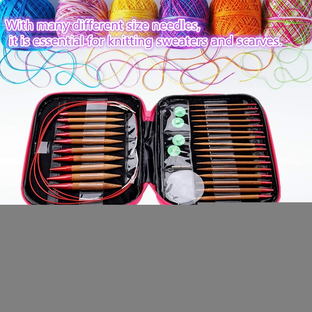 Interchangeable Circular Knitting Needles, Bamboo Circular Knitting Needles Set Anti-Rust Aluminum Knitting Needles Set, with Different Size Needles, for Knitting Sweaters Scarves,