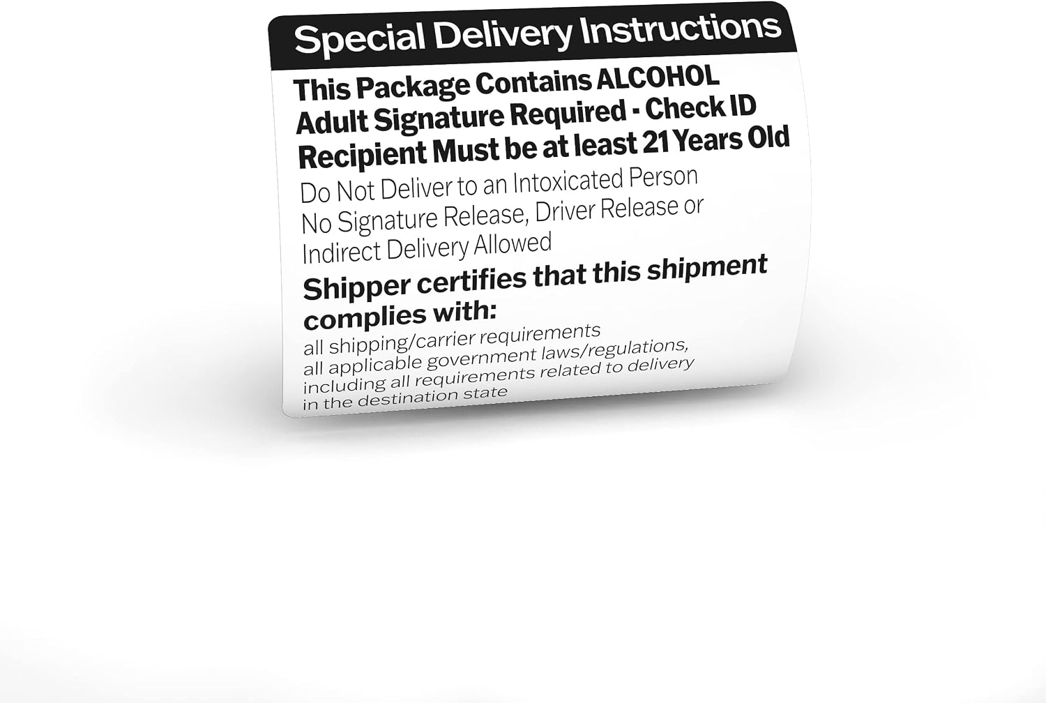 Kenco Special Delivery Instructions - Compatible with FedEx Alcohol Shipping Requirements, Compatible with SEL 169 Domestic Alcohol Shipments - 250 Labels Per Roll, Made in The USA (56)
