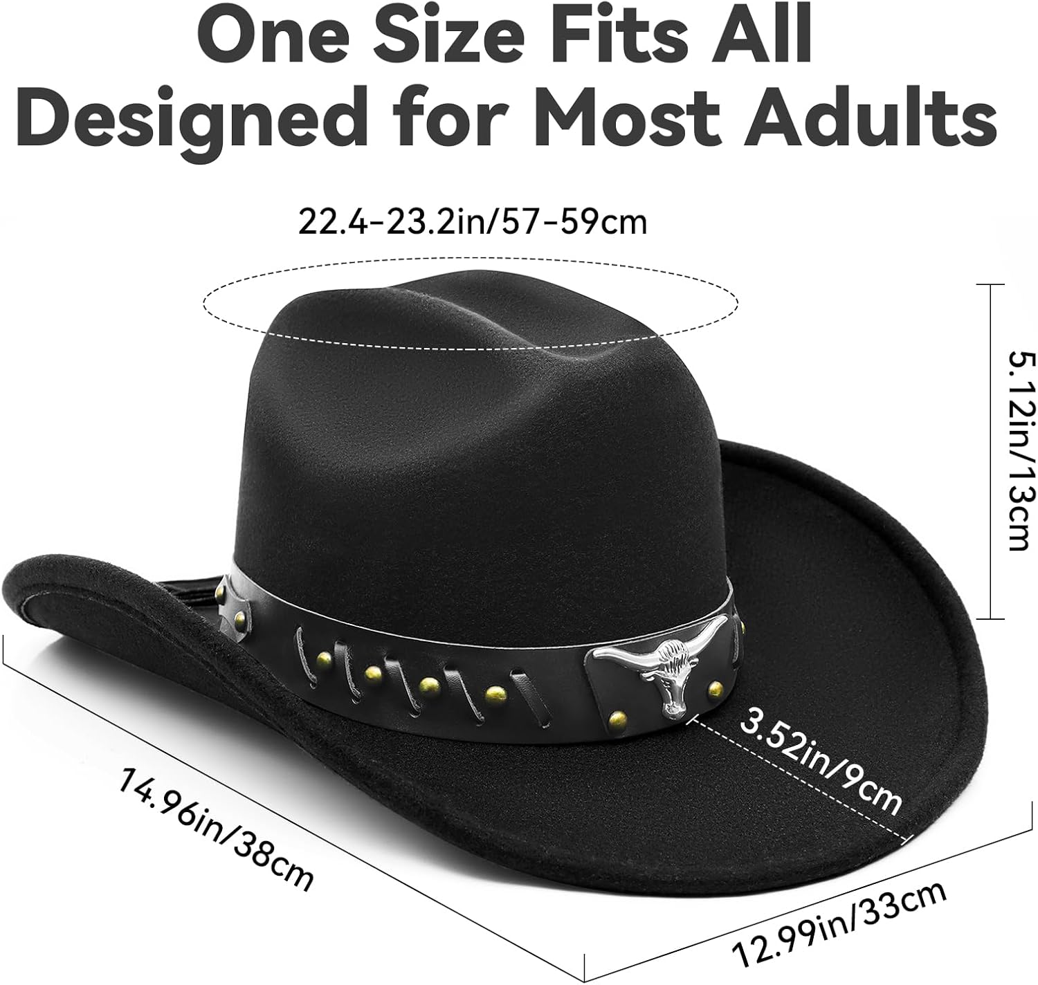 Cowboy Hat,Cowgirl hat,Cowboy Hats White/Black Western Cowgirl Hats for Women/Men - Image 2