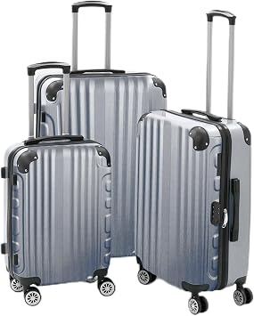 Travel suitcases | 3-Piece Hard Shell Luggage, 20", 24" & 28" Inch | Smooth 4 Dual Removable Wheels | Lightweight | Telescopic Extendable Handle | Modern | Silver