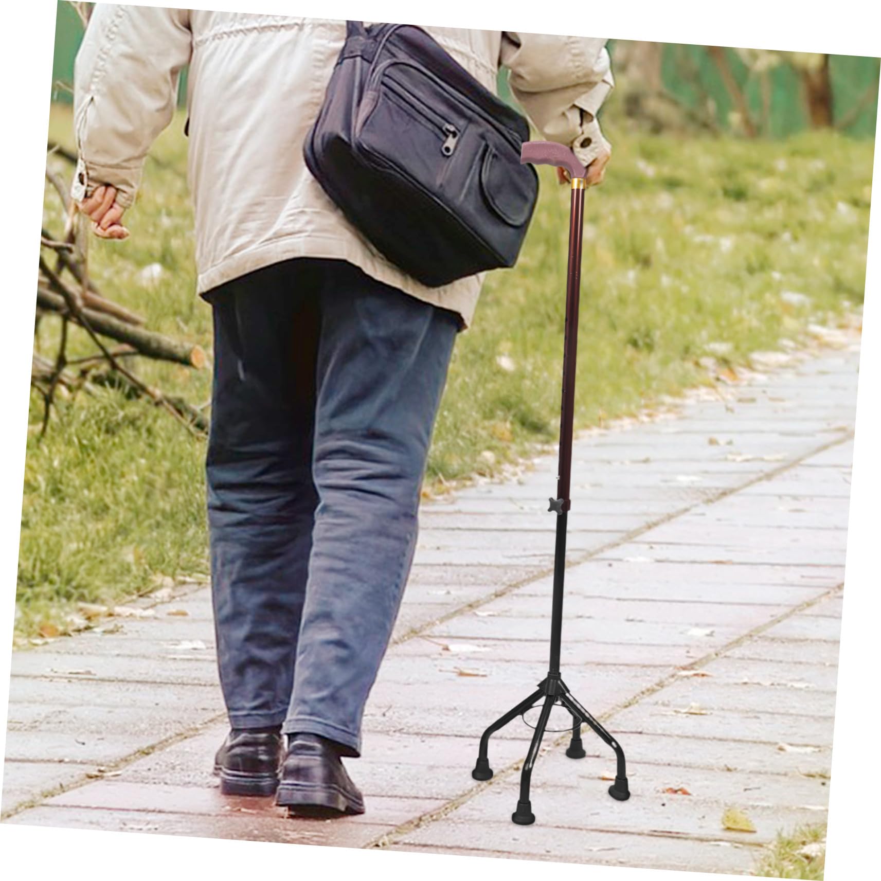 Gatuida Bastón Diseño de Cuatro Patas Ajustable de Aleación de Aluminio y Agarre Cómodo Adecuado para Trekking y Senderismo en Personas Mayores
