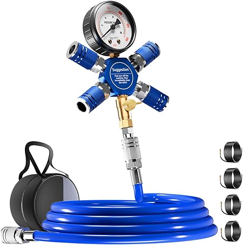 Tozalazz FlexInflate Sistema de manguera Divisor de aire, sistema rápido de infladodesinflado de 4 neumáticos, colector de aire de 4 vías con