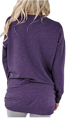 Miniatura 4 de ONLYSHE - Sudadera de cuello redondo para mujer, camiseta de manga larga informal, holgada