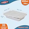 Disposable Aluminum Foil Trays Containers with Foil Lids 1000ml. Great for Baking Food Storage Takeaway Tin Pack of 20