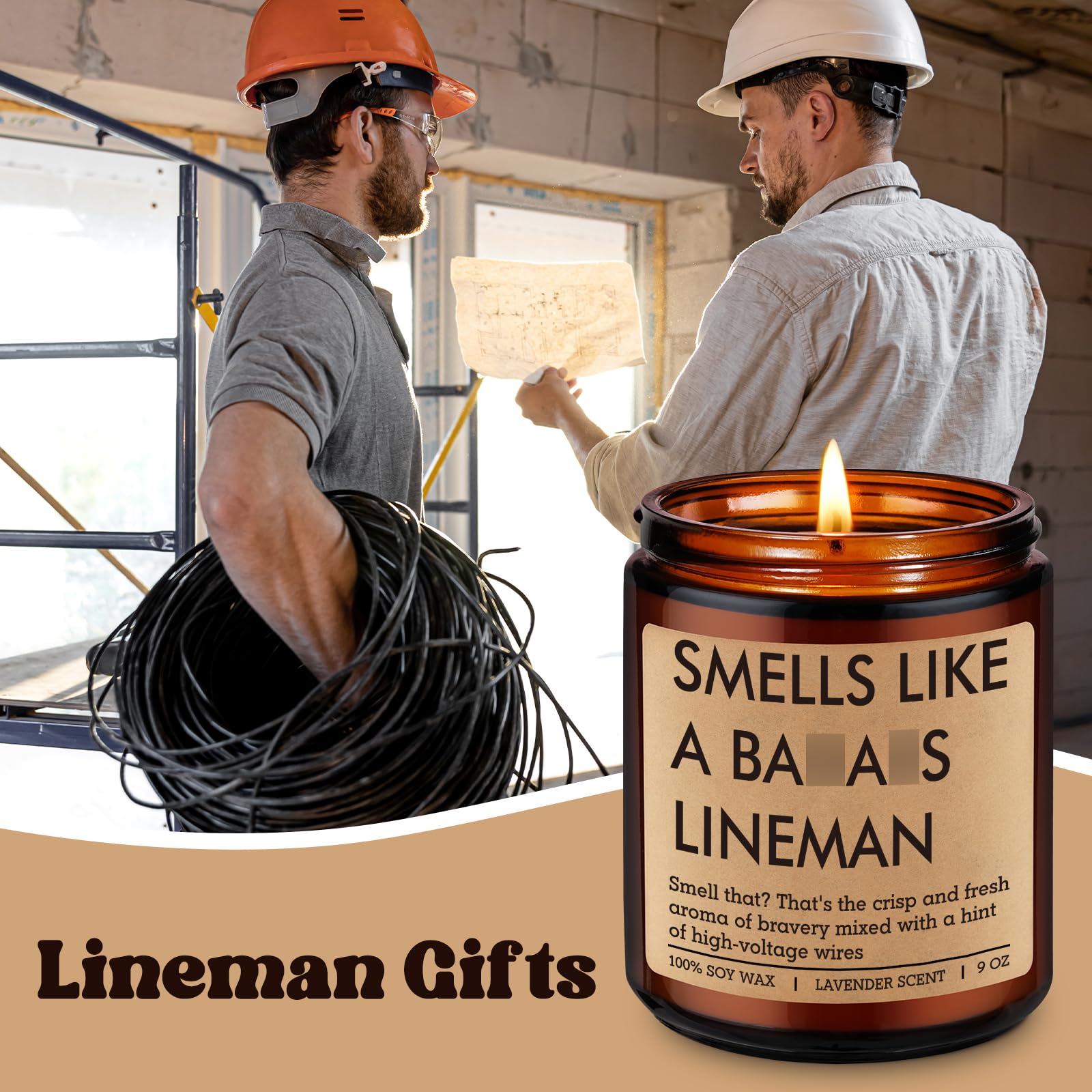 Fairy's Gift Candle Gifts for Lineman Workers Men, Electrical Lineman Gifts for Men Boyfriend Husband Dad, Cool Linemen Stuff Accessories, Linemen Appreciation Day, Funny Bday Presents for Lineworker