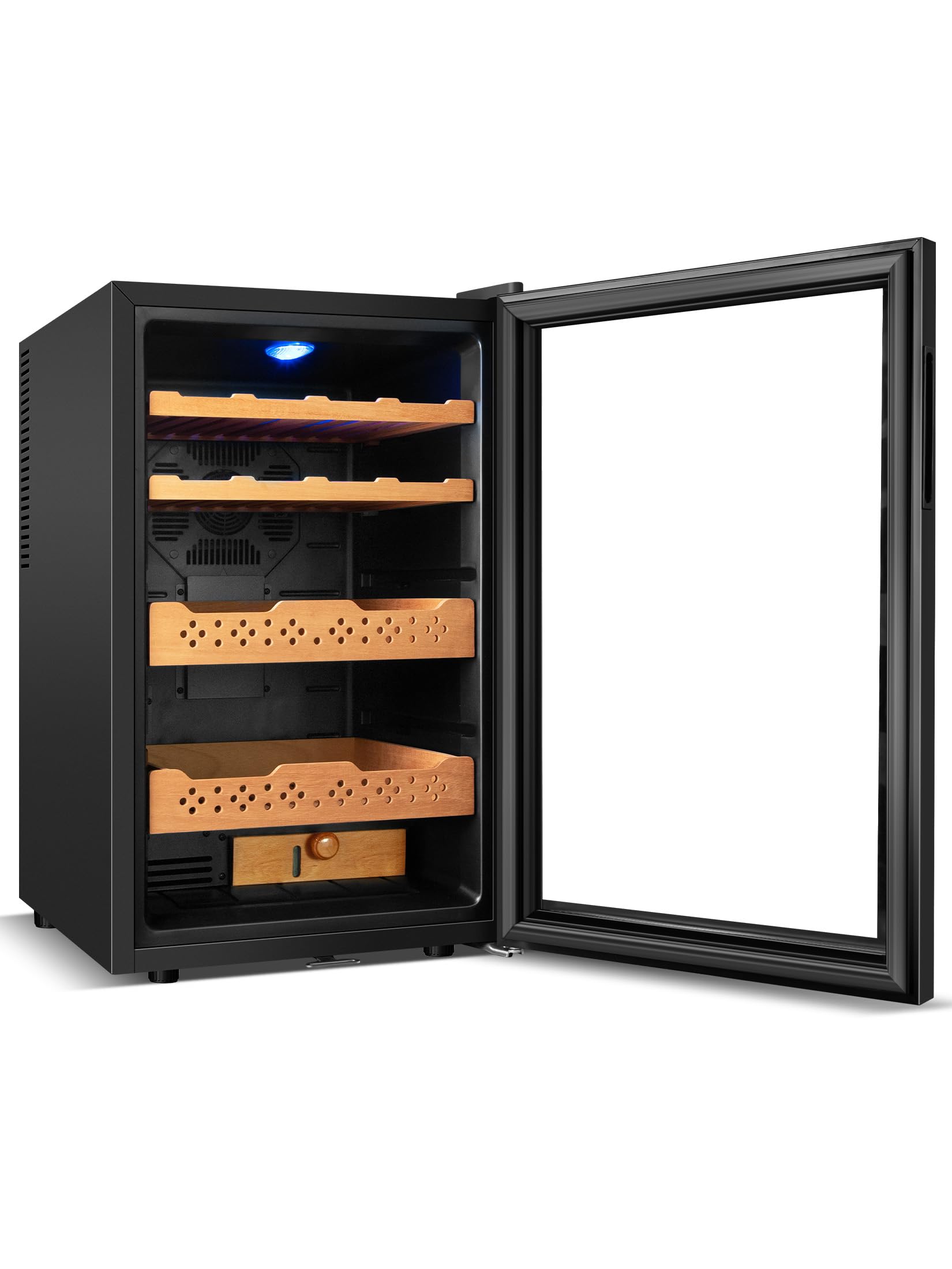 RLPI 400 Counts Thermostatic Electric Cooler Cabinet,70L Electric Humidor with Smart Humidity & Temp Digit Control System,Spanish Wood Shelves Gift for Men on Fridge.com