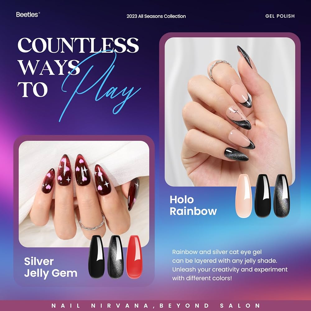 Amazon.com: Beetles Cat Eye Gel Nail Polish 39 Pcs Jelly