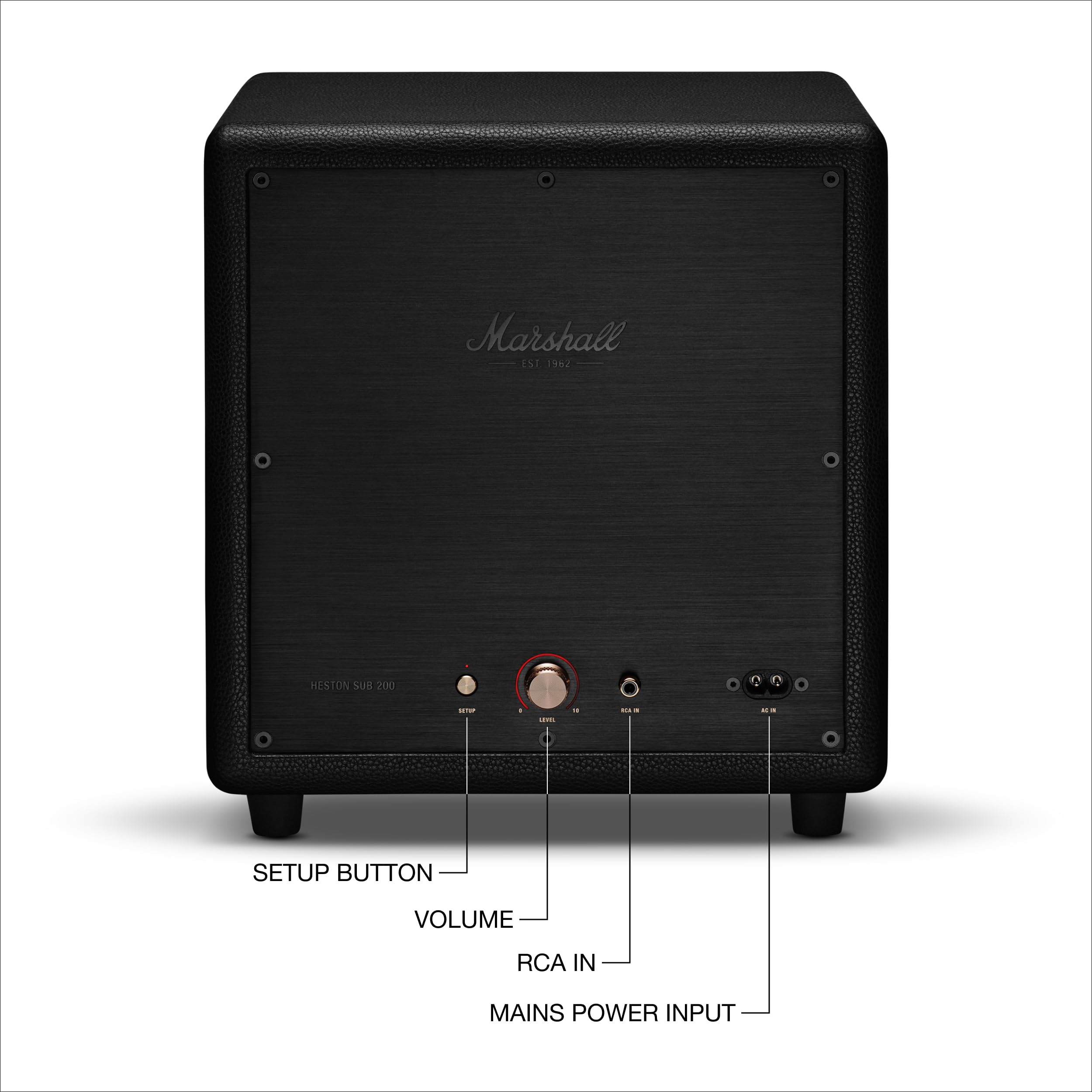 Marshall Heston Sub 200 Subwoofer profondi per TV, film e musica | Connettività Bluetooth LE e RCA mono - Nero
