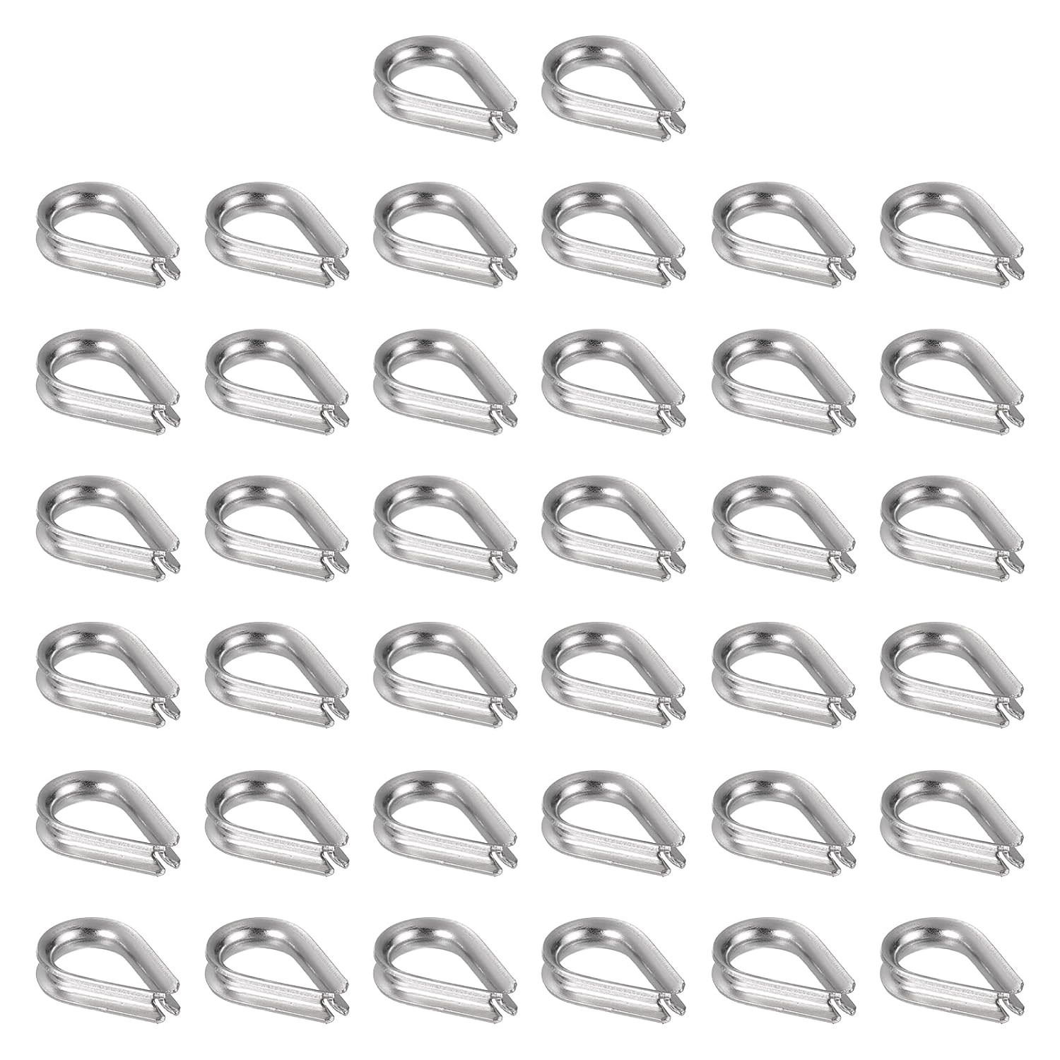 PATIKIL 1/16" (2mm) Wire Rope Thimble, 38 Pack 304 Stainless Steel M2 Cable Thimbles Rigging for Lifting Hanging Securing, Silver