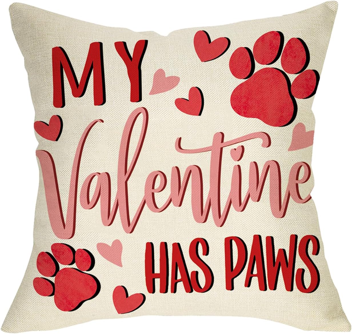 My Valentine Has Paws Decorative Throw Pillow Cover 20 x 20