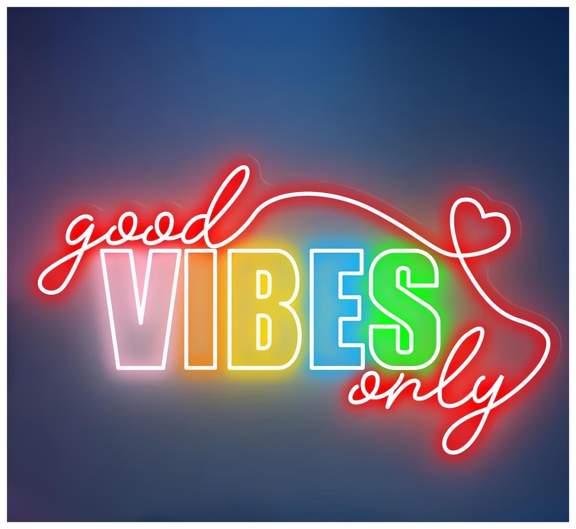 SHOUXI Sign Lamp Good Vibes Only Neon Sign,Wedding Decor Bar Decor(A,60cm)