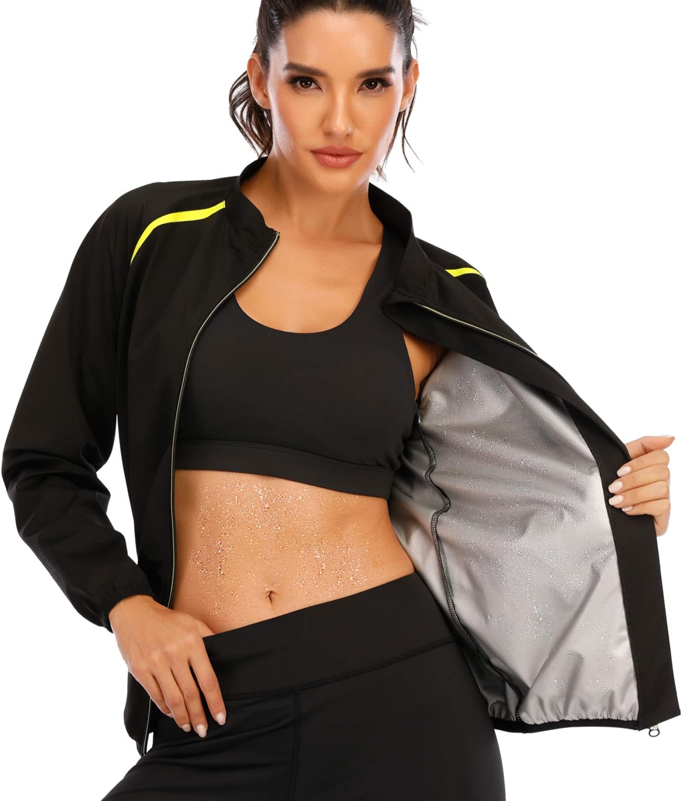 SEXYWG Women Sauna Jacket Slimming Sweat Sauna Suit Sauna Shirt Long Sleeve Workout Tops Body Shaper