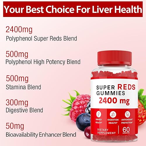 Miniatura 4 de Gomitas Super Reds, súper remolachas orgánicas de alta potencia, potentes antioxidantes y polifenoles, gomitas diarias para la salud digestiva,