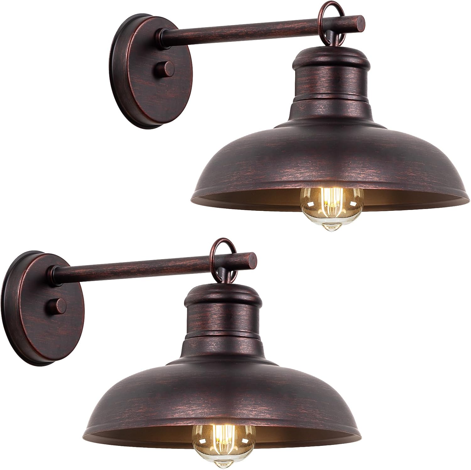 17.25” Outdoor Wall Light Fixtures 2-Pack, Farmhouse Black Barn Lights, Gooseneck Exterior Lighting Fixtures Wall Mounted, Porch Lights Waterproof, Anti-Rust Outdoor Lights for House Garage Entryway
