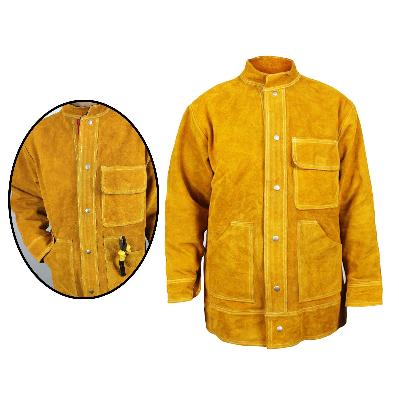 Vestes de soudage d'été ignifuges Vêtements en cuir XXXL, jaune