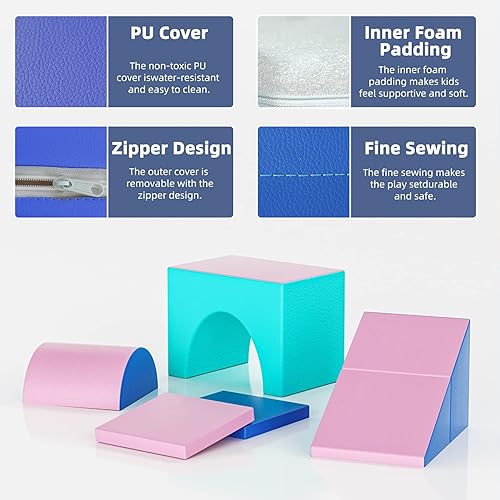 Miniatura 5 de KORIMEFA Bloques de escalada de espuma para niños pequeños, juguetes de escalada para bebés, juguetes de escalada para interiores, juguetes de