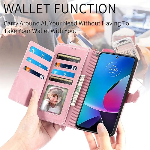 Miniatura 2 de Niuuro Funda tipo cartera para Moto G PureG Power 2022G Play 2023, funda de piel sintética de lujo con cremallera y soporte para tarjeta de crédito,