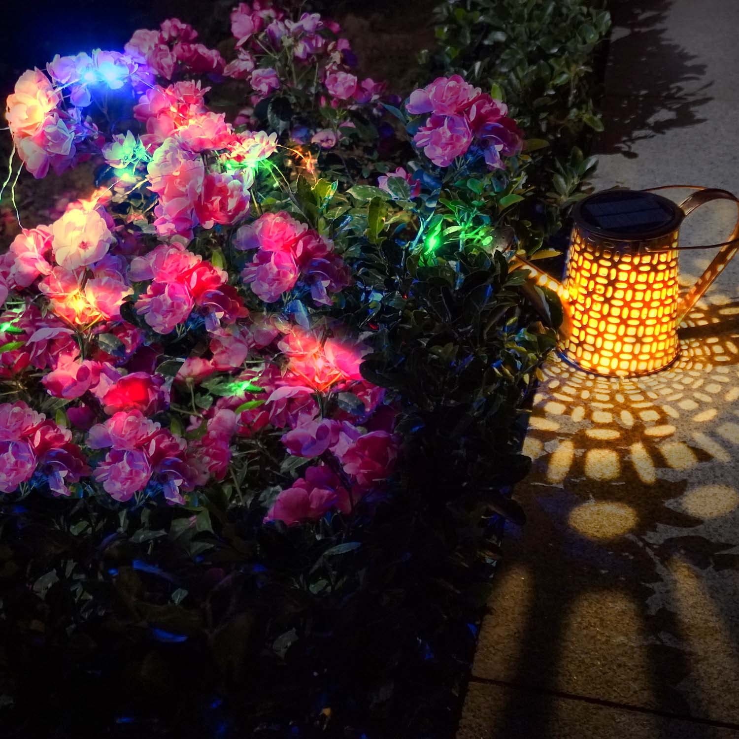 Solar Watering Can Lights Multi Color Outdoor Garden Decor,Hanging Solar Lantern Waterproof,Solar Waterfall Lights Solar Decorative Fairy Light Gift for Mom Grangmom Patio Yard Art Pathway Lawn Flower